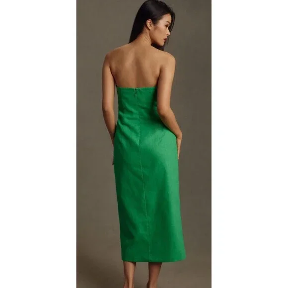 Anthropologie Mare Mare Midi Dress Green Strapless Trench Preppy Retro Sz  XS NWT